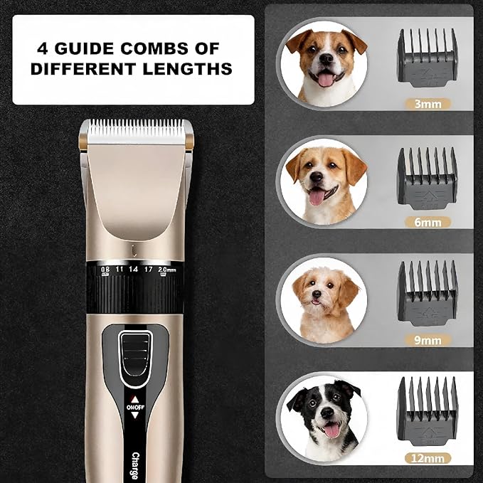 SIRUP Rechargeable Dog Grooming Kit-Dog Clipper Kit, Pet Shaver Cordless Electric Quiet Hair Clipper Set for Dogs Cats Pets, 12 piece Set