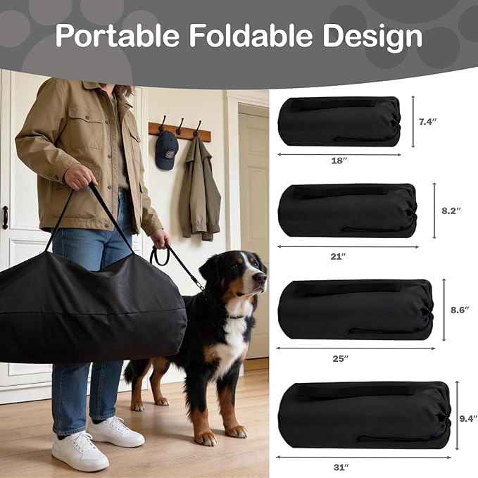 42" L Collapsible Dog Crate for Extra Large Dogs, XL Soft Pet Crate with 4-Door Mesh, Portable Dog Kennel for Travelling, Dark Grey