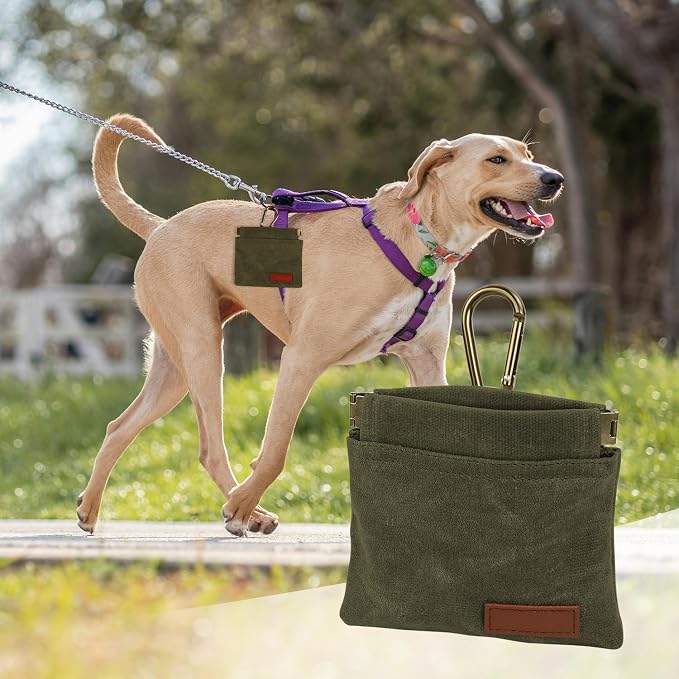 1 Pcs Pocket Pet Training Pouch,Dog Treat Pouch (Olive drab) | For Portable Pet Dog Walking Bag, Travel or Outdoor Use