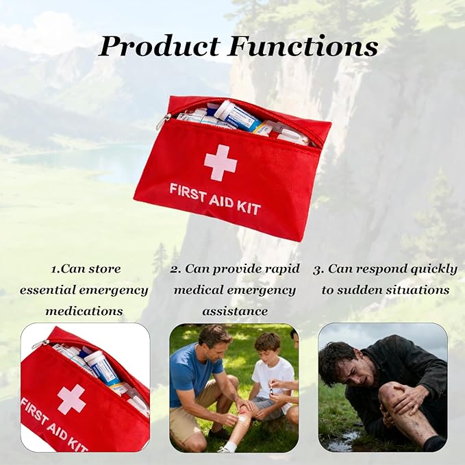 First Aid Bag Empty,Mini First Aid Pouch Empty,Mini First Aid Kit Bulk,Zipper Pouches for Emergency,Travel and Outdoor (Red 6 Pack, 4.3 * 6.3 inch)