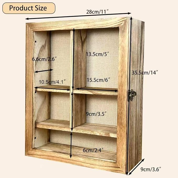 Solid Wood 11x14 Pet Memorial Shadow Box Frame with Adjustable Shelves Paw Print Kit Pet Urn Ashes Display Case Brown Dog Memorial Gifts for Loss of Dog