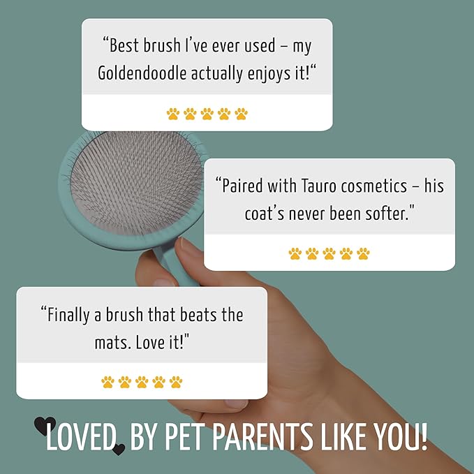 Tauro Pro Line Slicker Brush for Dogs & Cats, Deshedding, Dematting & Detangling Grooming Tool for Medium to Long Coats, Ideal for Cocker Spaniels, Round Flexible Cushion, Mint, Medium Size (M)