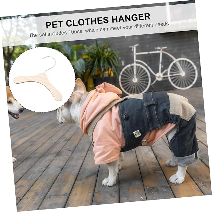 Generic Neat Wooden Hangers 10pcs Set 16cm Dog Clothing Hanger Pet Apparel Organizers