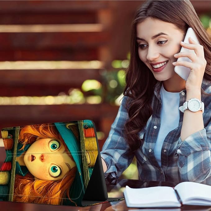 Case for Samsung Galaxy Tab A8 10.5" 2022 Model (SM-X200/X205/X207) | Slim Leather Smart Cover with Multi-Angle Anti-Slip Stand [Auto Wake/Sleep] Shell for Women Men - Colorful Book Girl