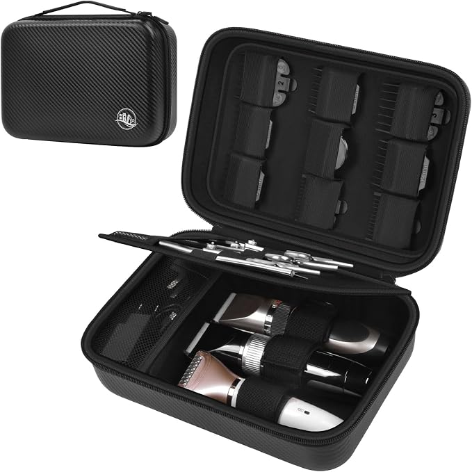 Boobowl Barber Accessories Bag for Clippers and Supplies, Hair Clipper Box | Portable Mens Clipper Storage Holder Organizer for Hair Cutting, Guard Grooming Kit and Barbers Supplies (Bag Only) -Black