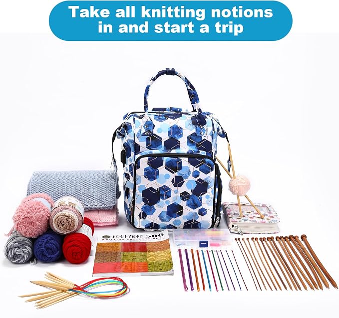 crochet bag,knitting bagBackpack and Tote Bag Storage Bag ，Large capacityYarn Storage Organizer Travel Crochet Bag Women Carrying Crochet Accessories Knitting Needles Crochet