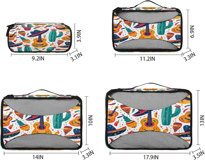 Packing Cubes for Travel, Wild Tropical Cactus Travel Luggage Packing Organizers for Women Men, Large Custom Toiletries Bag for Clothes Shoes, Cowboy Hat
