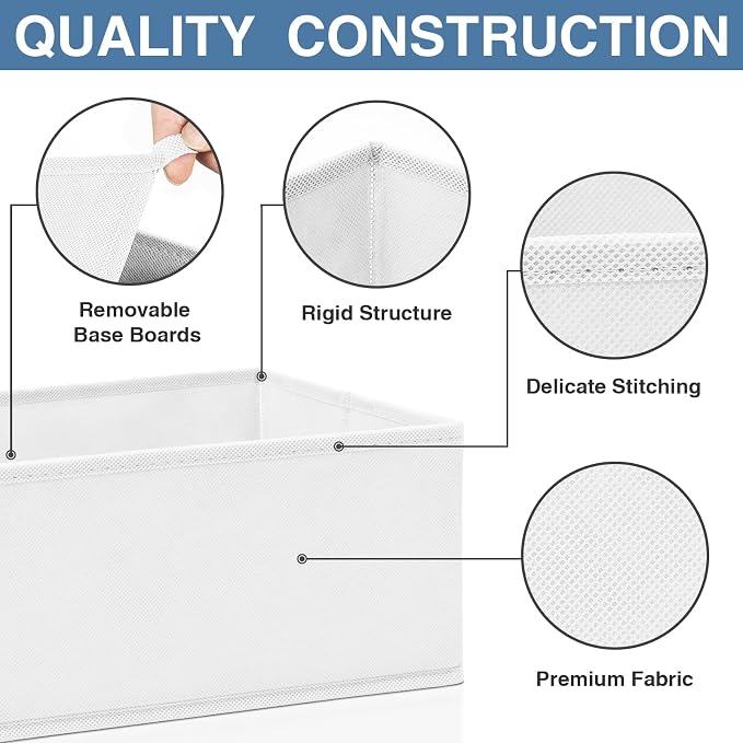 Criusia Drawer Organizer Clothes, 24 Pack Dresser Organizer Bins for Nursery Bedroom, Closet Organization and Storage Dividers for Clothing, Baby Clothes, Underwears, Socks (White)