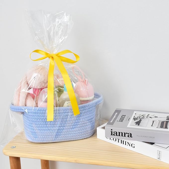 ABenkle Small Storage Basket, Mini Basket, Cute Tiny Cotton Rope Woven Basket, Shelf Basket, Boho Decorative Toy Storage Bin Gift Basket