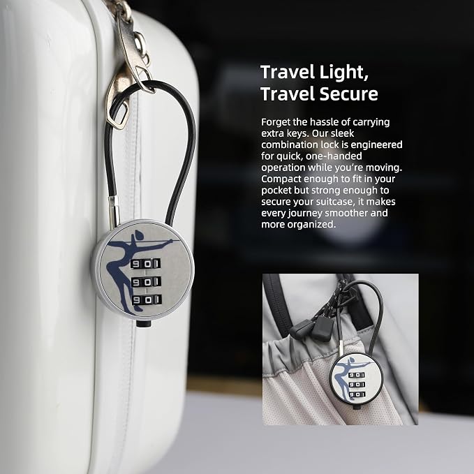 Small Combination Lock Outdoor Use Waterproof for Suitcase, Bike Basket, Pet Carrier, Small Padlock with 3 Digit Resettable Code & Cable Wire for Travel Luggage, Backpack, Carry Bag Zipper