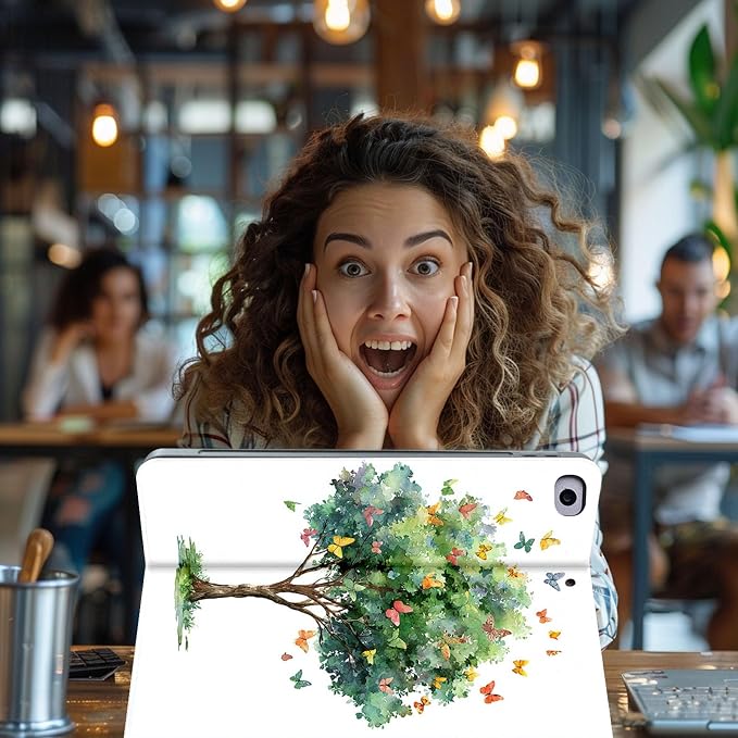 for Microsoft Surface Pro 8-13" 2021 Tablet Case,Auto Wake/Sleep,Adjustable Stand Protective Cover - Watercolor Butterfly Tree