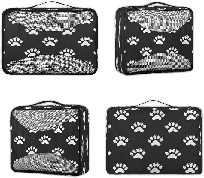 Packing Cubes for Travel, Paw Print Travel Luggage Packing Organizers for Women Men, Large Custom Toiletries Bag for Clothes Shoes, Cute Dog Cat Paw