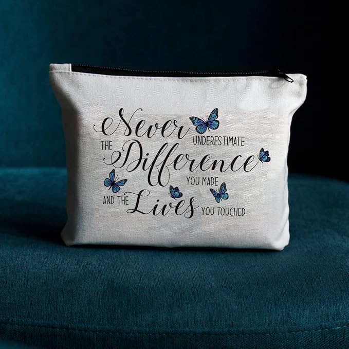 JIUWEIHU Inspirational Gifts for Women， Makeup Bag, Butterfly Cosmetic Bag | Travel Toiletry Bags Zipper Makeup Pouch, Christmas Friendship Graduation Birthday Gifts for Women Mom Girls Sisters Friends