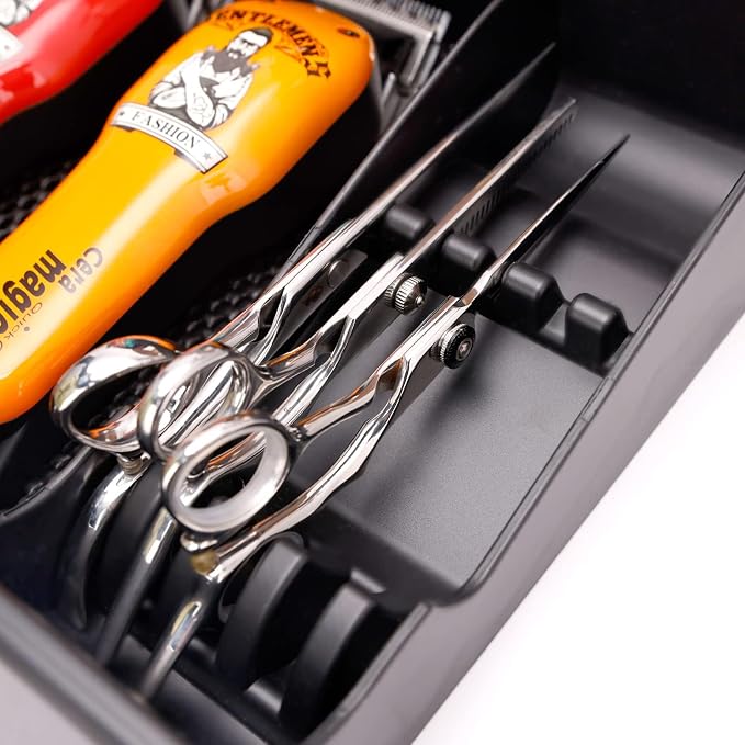 Barber Clipper Organizer Barber Tools Tray Salon Hairdressing Clipper Scissors Rack Holder Storag Scissors Holder Blade Rack Storage Tray for Clipper Guard Holder (Assemble)