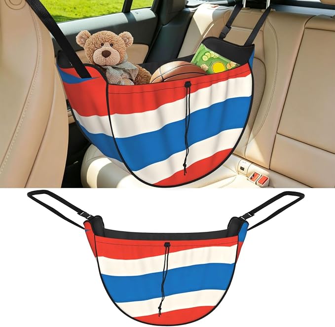 Austrian Stripe Car Seat Organizer-Backseat Storage Bag for Travel | Waterproof Durable. Holds Snacks Gear Essentials. Fits Most Cars.