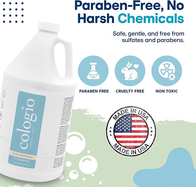 Dog Shampoo with Manuka Honey, Moisturizing Dog Shampoo for Sensitive and Dry Itchy Skin, Shampoo for Dogs with Allergies and Dry Skin, Odor Eliminator, Paraben-Free, Made in USA 1 Gallon