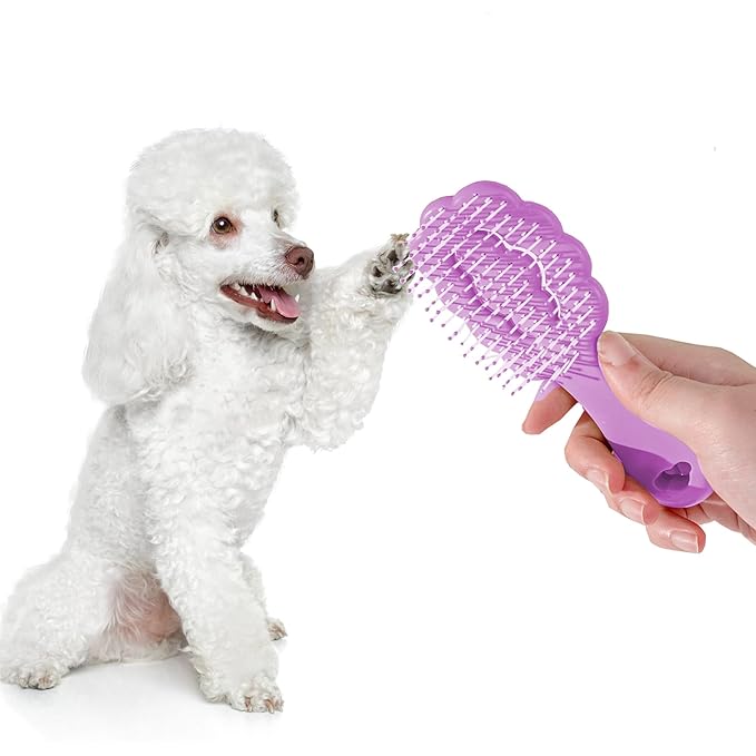 Small Dog Grooming Brush,Cloud Shape Puppy Brush Detangling Dog Hair Brushes for Wet or Dry - Perfect for Shih Tzus, Yorkies, Maltipoos - Ideal Puppy Hair Brushes for Maltese and Small Breeds (Purple)