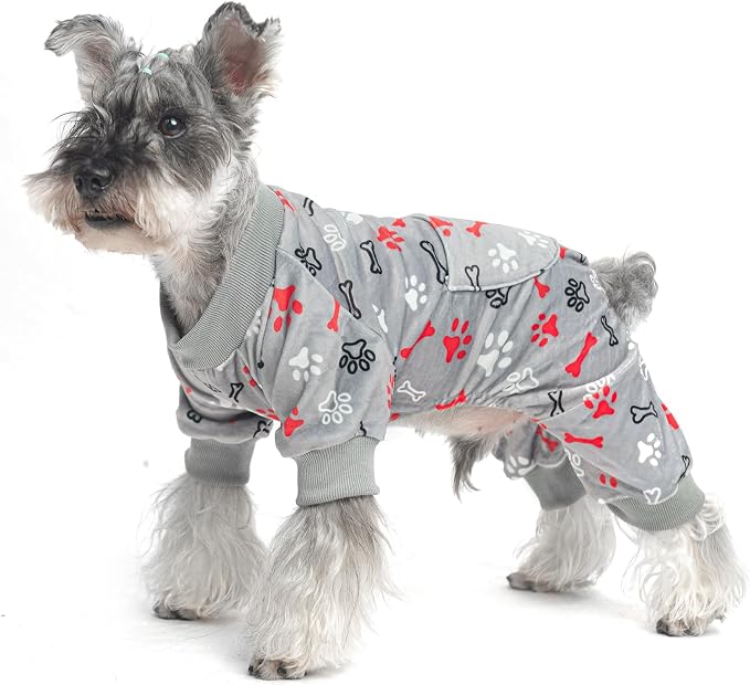 PUPTECK Soft Fleece Dog Pajamas for Small Medium Dogs, Dog Onesie Puppy Sweaters Clothes Jumpsuit Pjs, Cute Jammies Cat Coat Pet Costume Apparel