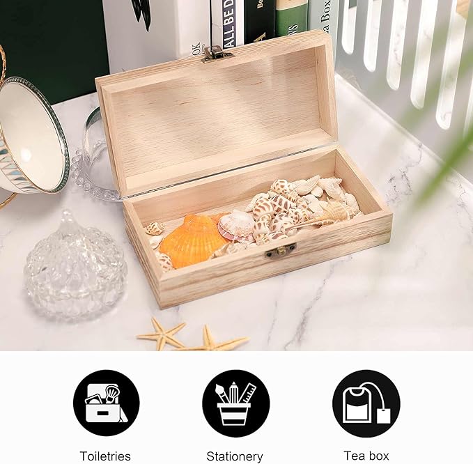 Wooden Keepsake Storage Box Memory Boxes with Hinged Lid, Squirrel Floral | Small Jewelry Craft Organizer Case, Decorative Wood Gift Box, Wedding Party Holiday Supplies, 9.2x5.5x3.9 Inch