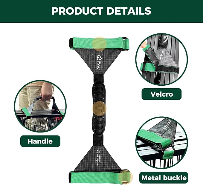 FXW Easy Carry Straps for Dog Playpen, Designed for RV Trips, Green | For 8 Panels Playpen, Comfortable Grip, Patent Pending, Playpen Not Included