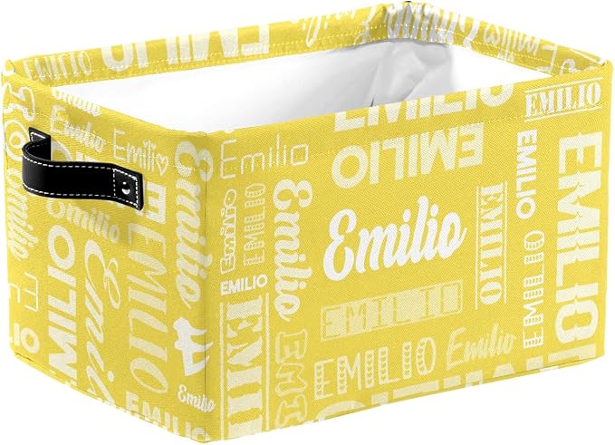 Personalized Toy Box Storage Bins for Boys Girls with Name, Kids Custom Storage Basket Cubes Organizer with Handles, Shelf Closet Storage Baskets Bin Customized Gift, 1 Pack
