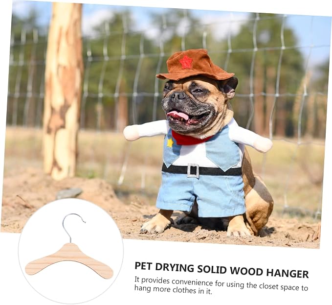 ABOOFAN 10pcs Pet Clothes Hangers Small Wooden Dog Clothes Rack Portable Lightweight Organizer for Cats and Dogs