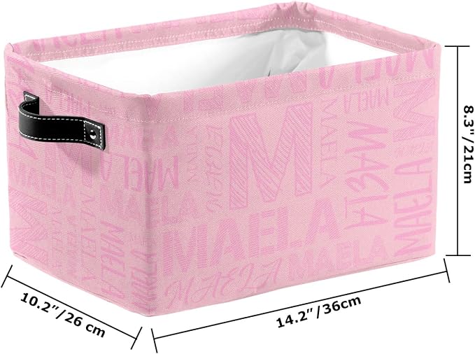 Foldable Personalized Storage Box for Boys Girls with Name Waterproof Kids Custom Storage Bin Baskets Cube Boxes Organizer with Handles for Organizing Shelf Closet, 1 Pack