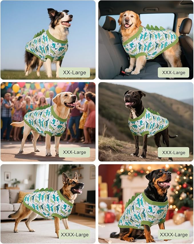 CuteBone Dinosaur Costume Dog Shirt, Stretchy Velvet T-Shirt Clothes for Medium Dogs, Soft & Breathable Pet Tee Outfit Frenchie Apparel for Daily Wear, Cozy Pullover Design Puppy Fashion COSBX03XXL