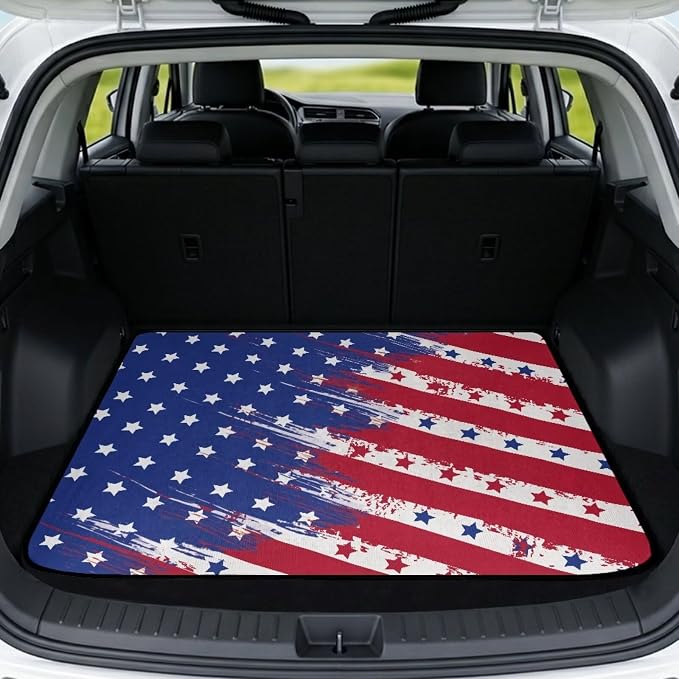 Howilath USA Flag Car Cargo Liner 29"x39" Trunk Mats for Cars, Trunk Liners for Cars Rear Cargo Cover, Universal Fit Vehicle Interior Accessories