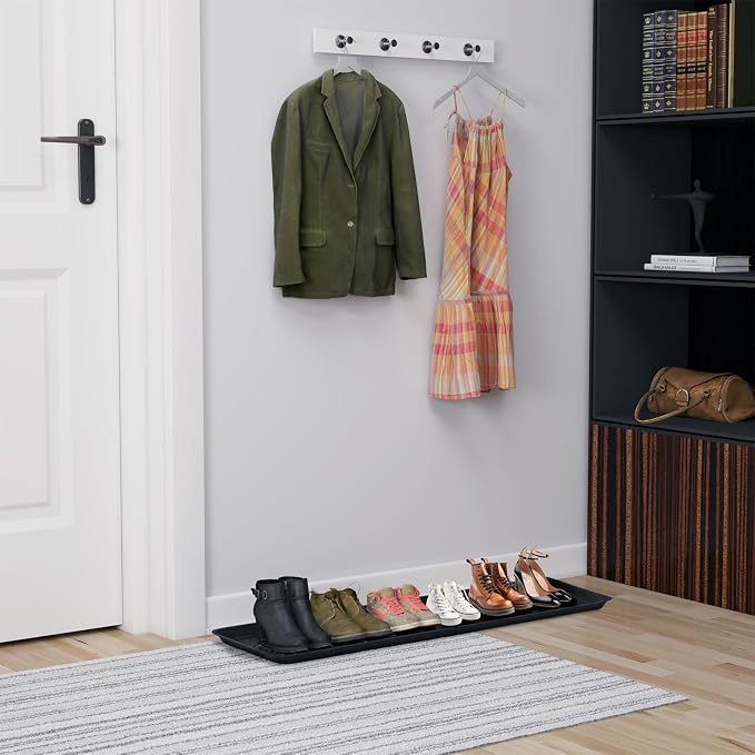 Matace 3 Pack Rubber Extra Large Shoe Tray for Entryway,Long Boot Tray,Slim Boot Mat for Indoor and Outdoor Use,16x55 in, Rectangular (Pack of 3)