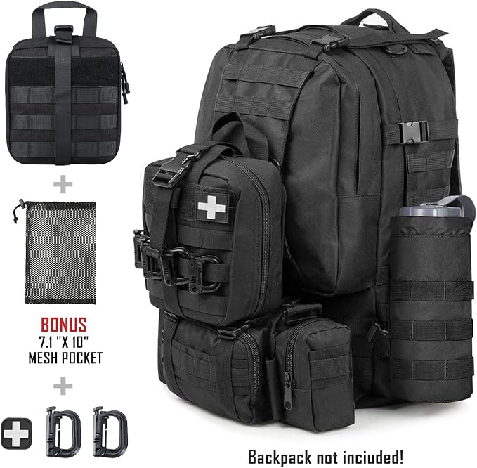 LIVANS 1000D First Aid Bag Empty, Medical Ifak Pouch for Emergency & EMT | Molle Compatible, Rip-Away & Quick-Release Design, Versatile for Tactical, Camping, Hiking and Travel