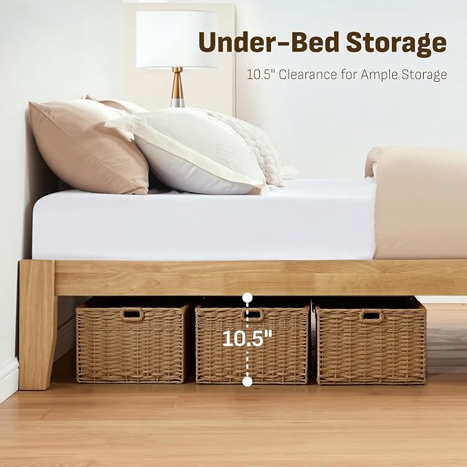 Softa Mikor King Japanese Joinery Bed Frame, Solid Rubberwood, 1500 Lbs Heavy Duty Slats Support, SGS Certified, 15Min No-Tool Setup, Under-Bed Storage, No Box Spring Needed, Noise-Free