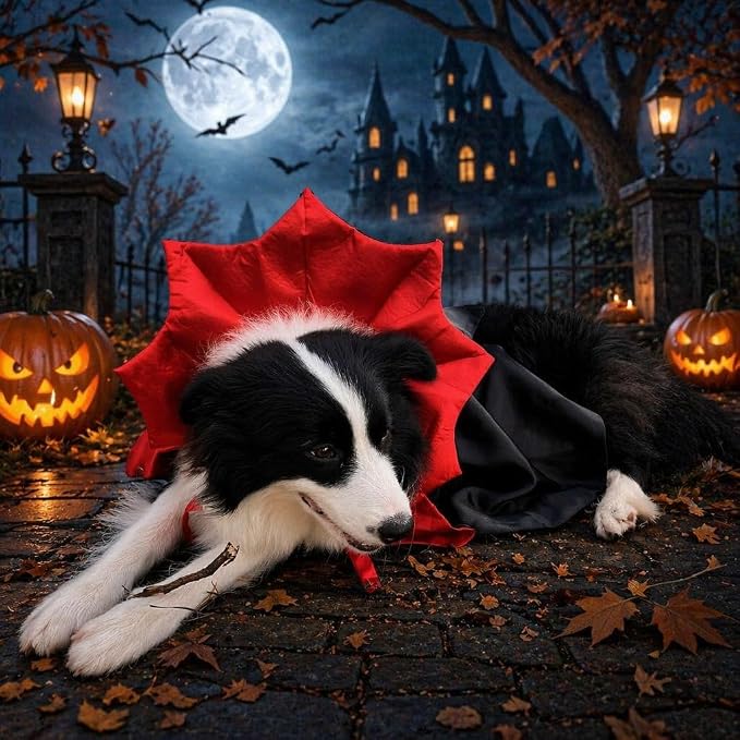 Dog Halloween Costumes for Medium Dogs,Medium Dog Halloween Costumes for Amierica Bulldog Border Collie, Medium Dog Vampire Cape M Red Black (Vampire, Large)