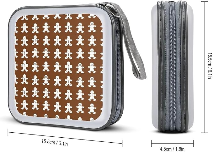 Portable Hard Shell DVD Storage Christmas Gingerbread, 40-Disc Binder with Carry Strap, Protective Case for Movies Music Travel
