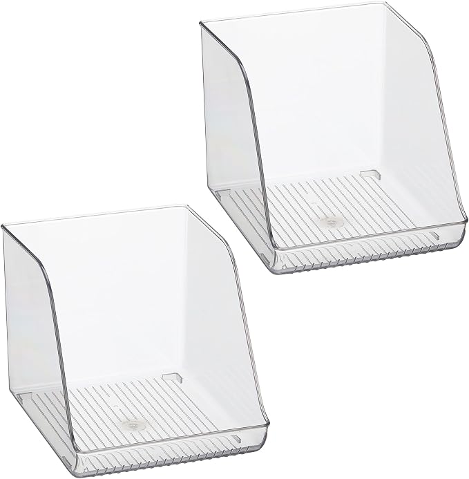 iDesign Plastic Water Bottle Organizer for Fridge, Clear, 2-Pack | Bottle Holder, For Kitchen and Pantry