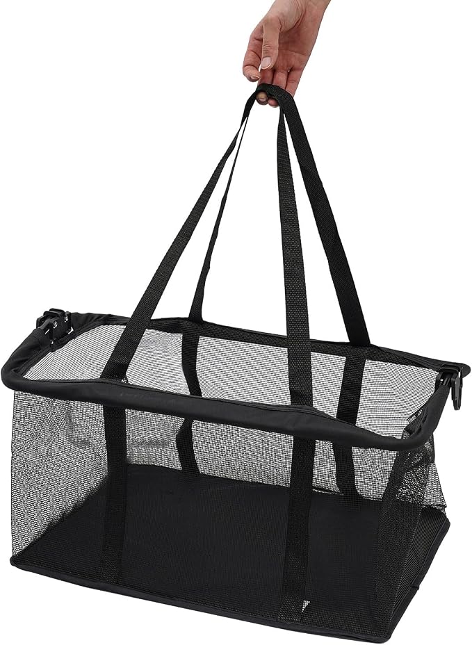 2-in-1 Folding Shopping Cart & Pet Stroller, Lightweight Grocery Cart with 360° Swivel Wheels & Detachable Carry Bags, Multi Use Utility Carts Portable Trolley for Shopping, Picnic and Office, Black