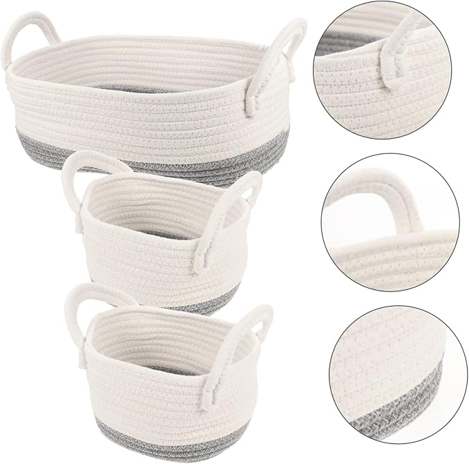 PRETYZOOM 3pcs Woven Dog Toy Basket Rope Storage for Household Pet Toys Food Clothes Stylish Lightweight and Organizer for Home