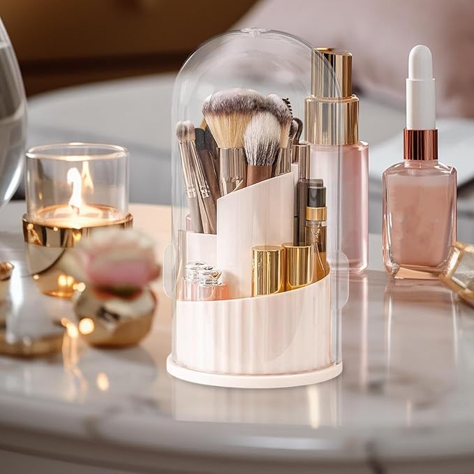 Makeup Brush Holder Dustproof Clear Lid Display Case