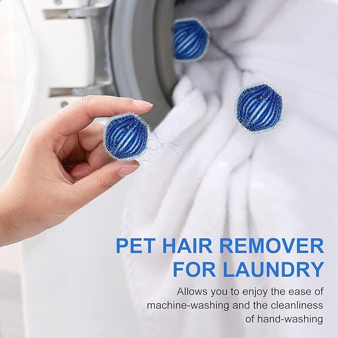 Pet Hair Remover for Laundry, 12Pcs Reusable Lint Remover Balls for Dog Cat Fur, Effectively Removes Pet Hair from Bedding and Clothes