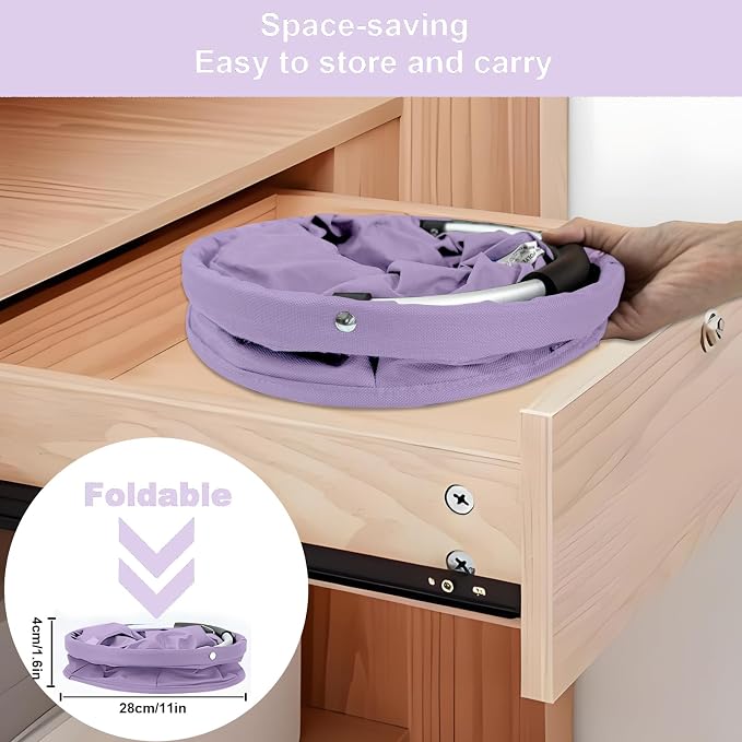 17L Cleaning Caddy with Handle, Cleaning Supplies Organizer, Foldable Storage Basket, Cleaning Supply Caddy, Portable Multi Cleaning Bucket Bag for Home, Garden (Purple)