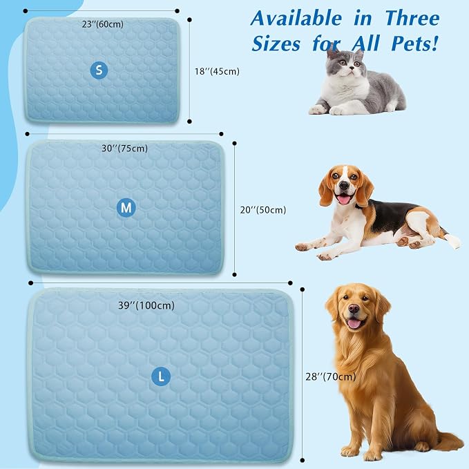Cooling Mat for Dogs & Cats, Thick Breathable Dog Cooling Mat Q-MAX>0.45 | Chill Cool Fiber Dog Cooling Bed with Non-Slip Base, Non-Toxic Foldable Washable Crate Kennel Pad for Indoor & Outdoor Use