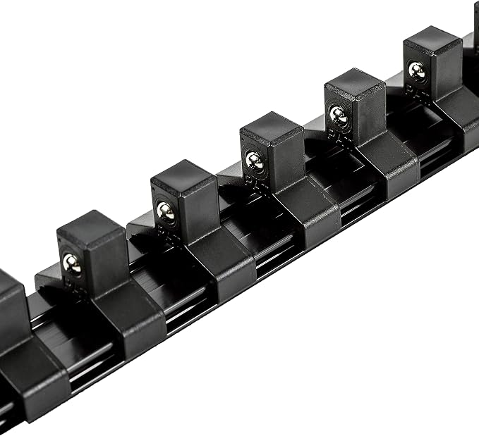 ARES 70149 3/8-In Black Socket Rail | Part No. 70149; Store up to 10 Sockets and Keep Your Tool Box Organized