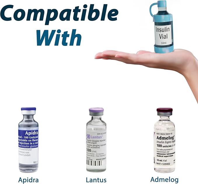 4ALLFAMILY Insulin Vial Protector for Kids, Adults & Pets – Durable Insulin Vial Case for Travel & Daily Use – Fits Most Tall Bottles Like Lantus, Apidra & Admelog (Blue)