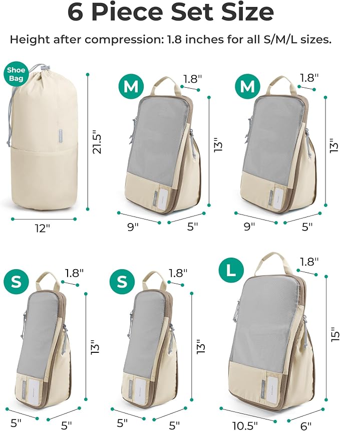 BAGSMART Compression Packing Cubes for Travel Essentials | 14 Set /6 Set /4 Set/2 Set, Lightweight, Durable