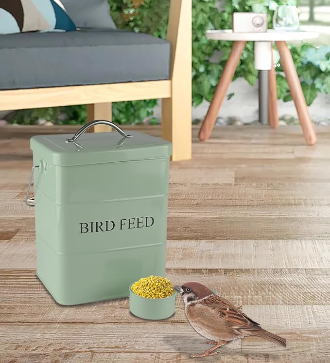 Geyecete Bird Feeder,Bird Food Jar Pet Food Storage Airtight Food Storage Container-Green