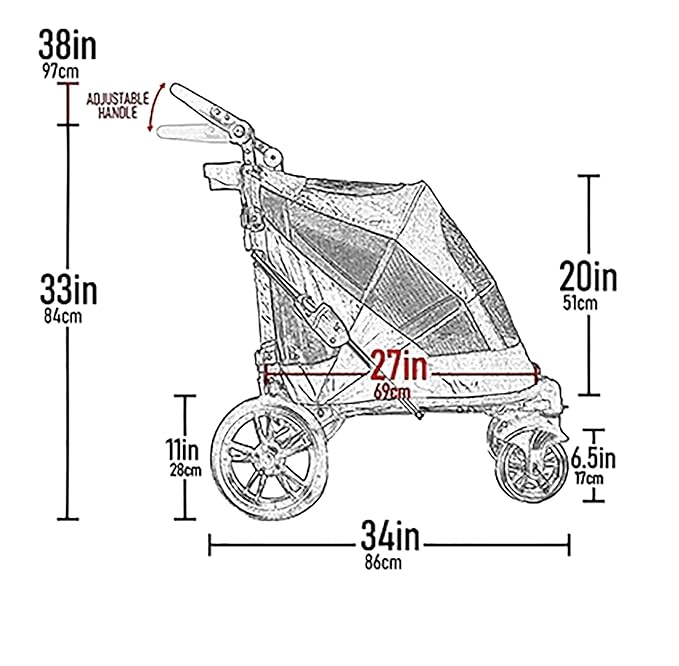 Pet Gear No-Zip Excursion Pet Stroller, Apple | Dual Entry, Push Button Zipperless Entry, For Single or Multiple Dogs/Cats, Gel-Filled Tires