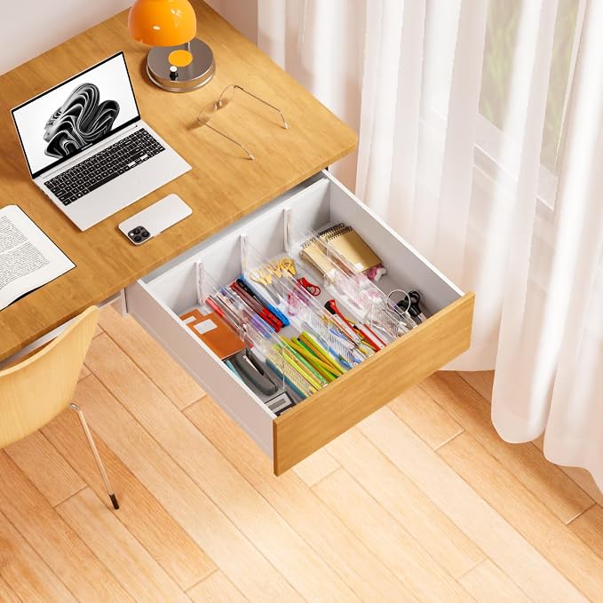 5 Pack 6 Inch Tall Acrylic Drawer Divider for Clothes-Expandable from 12.3-18''-Adjustable Dresser Deep Drawer Dividers for Baby Clothing,Underwear,Clear in Drawer Separators for Kitchen,Office