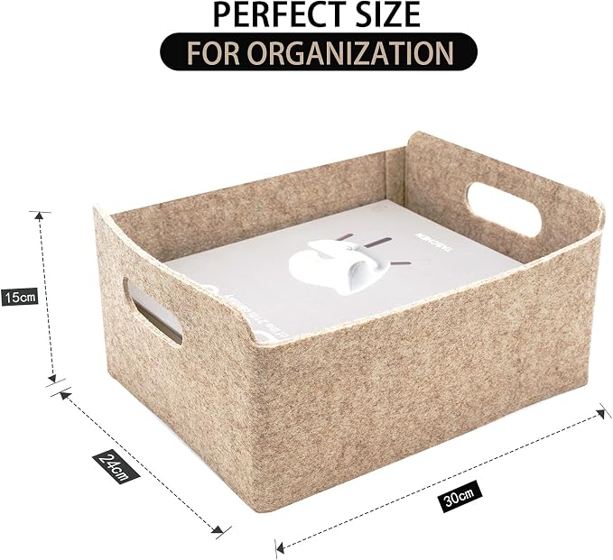 Welaxy Storage Basket Beige Foldable Shelf Drawer Organizer Bin Oatmeal