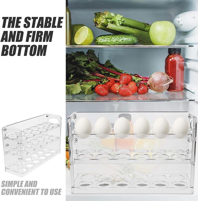 Refrigerator Side Door Egg Storage Box Pet Vertical Organizer Tray | Partition Design, Deepened Widened Grooves, Stable Bottom, Large Capacity, for Kitchens and Egg Placement
