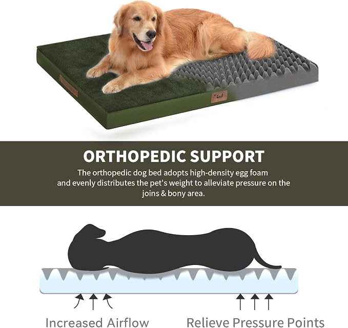 Orthopedic Waterproof Dog Bed for Small Dogs and Cats | Egg Crate Foam for Joint Support, Fits 30x19 Crates, TPU Waterproof Layer, Machine Washable 1680D Oxford Cover, Up to 30 lbs